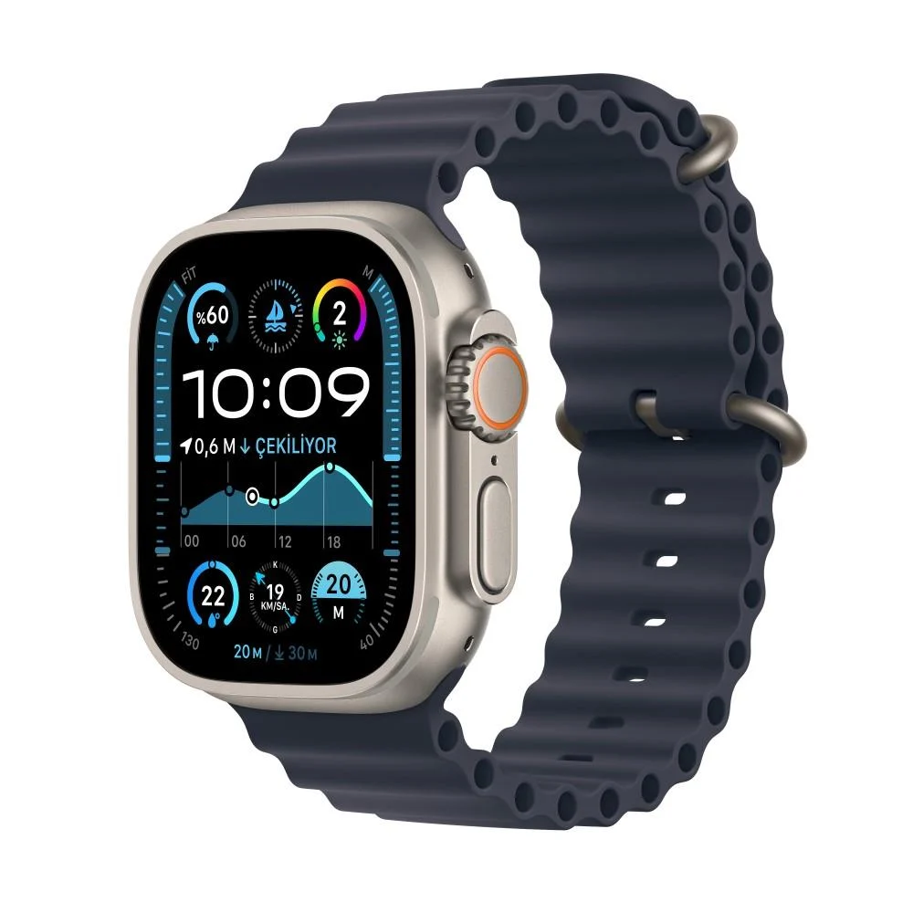 Apple Watch Ultra 2 GPS + Cellular 49mm Natural Titanium Case with Navy Ocean Band 2024 MX4D3TU/A