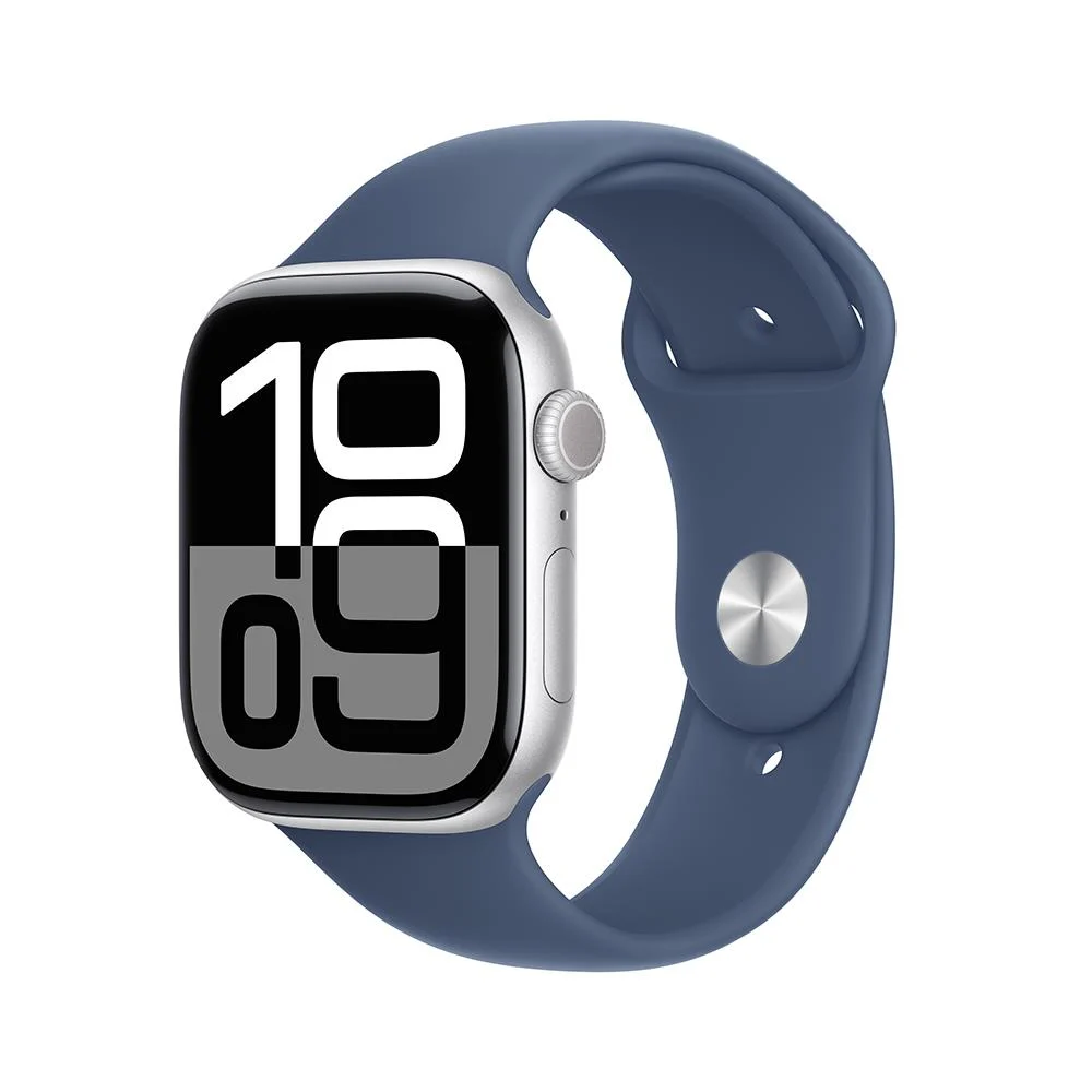 Apple Watch Series 10 GPS 42mm Silver Aluminium Case with Denim Sport Band - S/M MWWA3TU/A